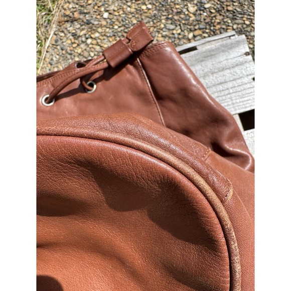 LIZ CLAIBORNE Shoulder Purse Satchel Tote Leather Bucket Bag Brown Rare - Picture 7 of 12